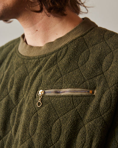 Kapital Waffle Quilt Crew Sweater, Khaki
