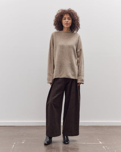 Oversized Mock Neck Sweater, Speckle Beige