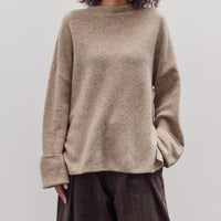 Oversized Mock Neck Sweater, Speckle Beige