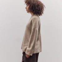 Oversized Mock Neck Sweater, Speckle Beige