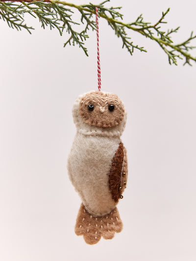 Owl Felt Wool Christmas Ornament