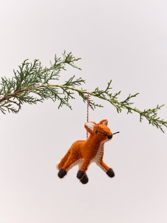 Fox Felt Wool Christmas Ornament