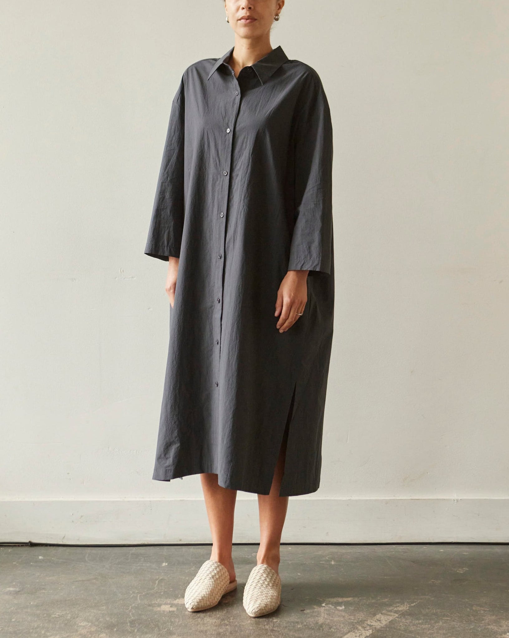 7115 3/4 Button Down Shirtdress, Hale Navy