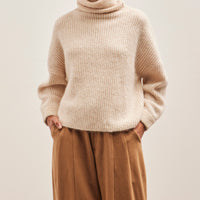 7115 Alpaca Striped Turtleneck, Light Stripes