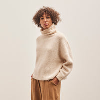 7115 Alpaca Striped Turtleneck, Light Stripes