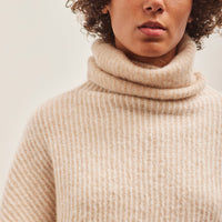 7115 Alpaca Striped Turtleneck, Light Stripes