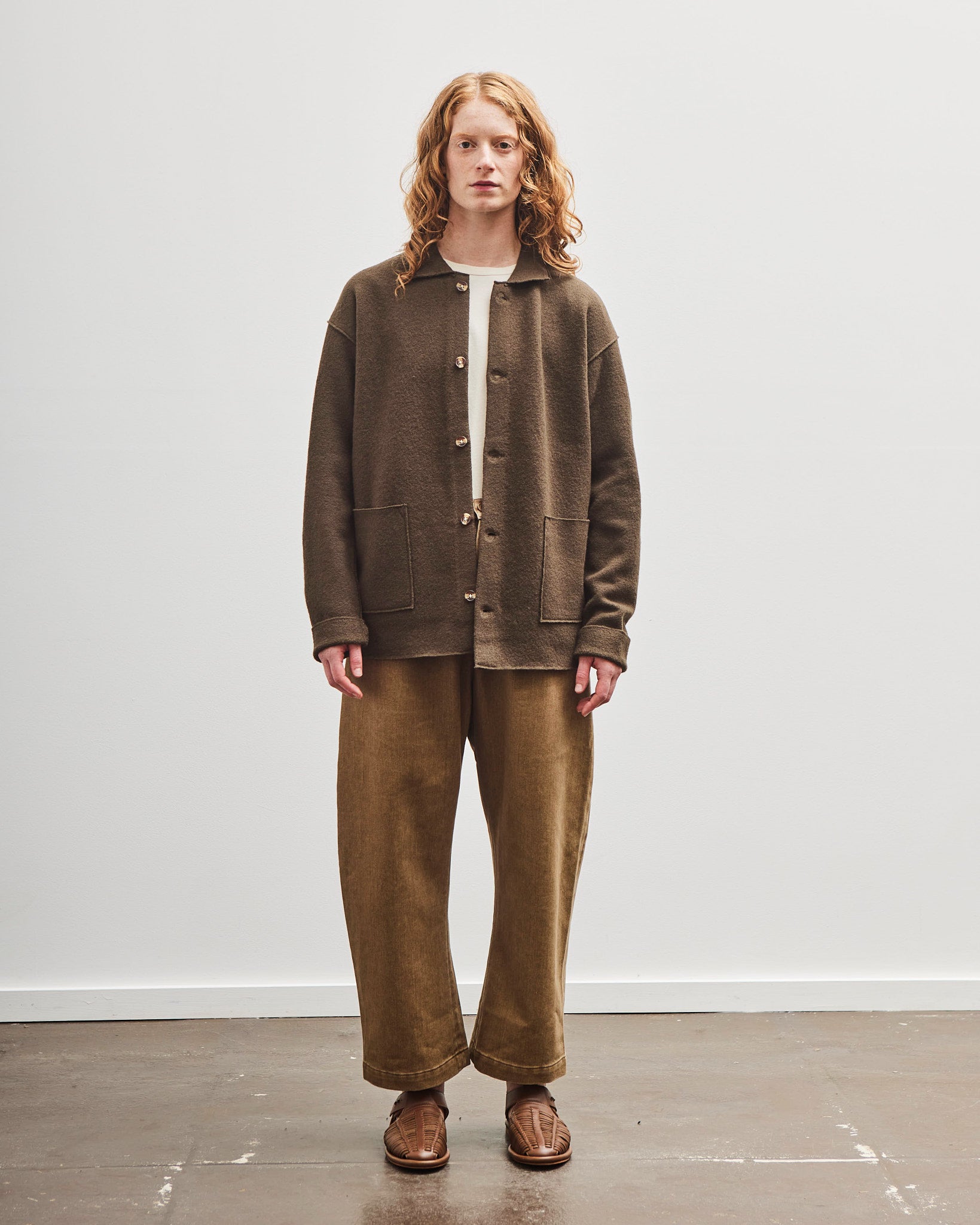 7115 by Szeki Boiled Wool Chore Shirt Jacket, Olive – Glasswing