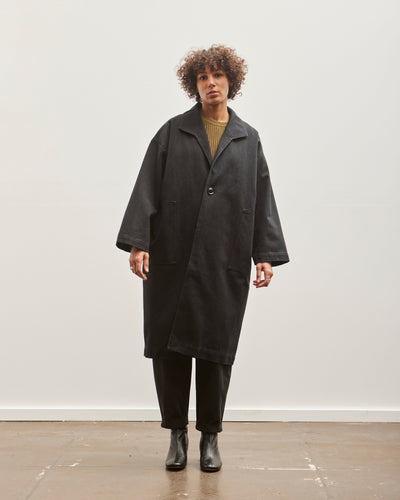 7115 Canvas Lapel Coat, Black