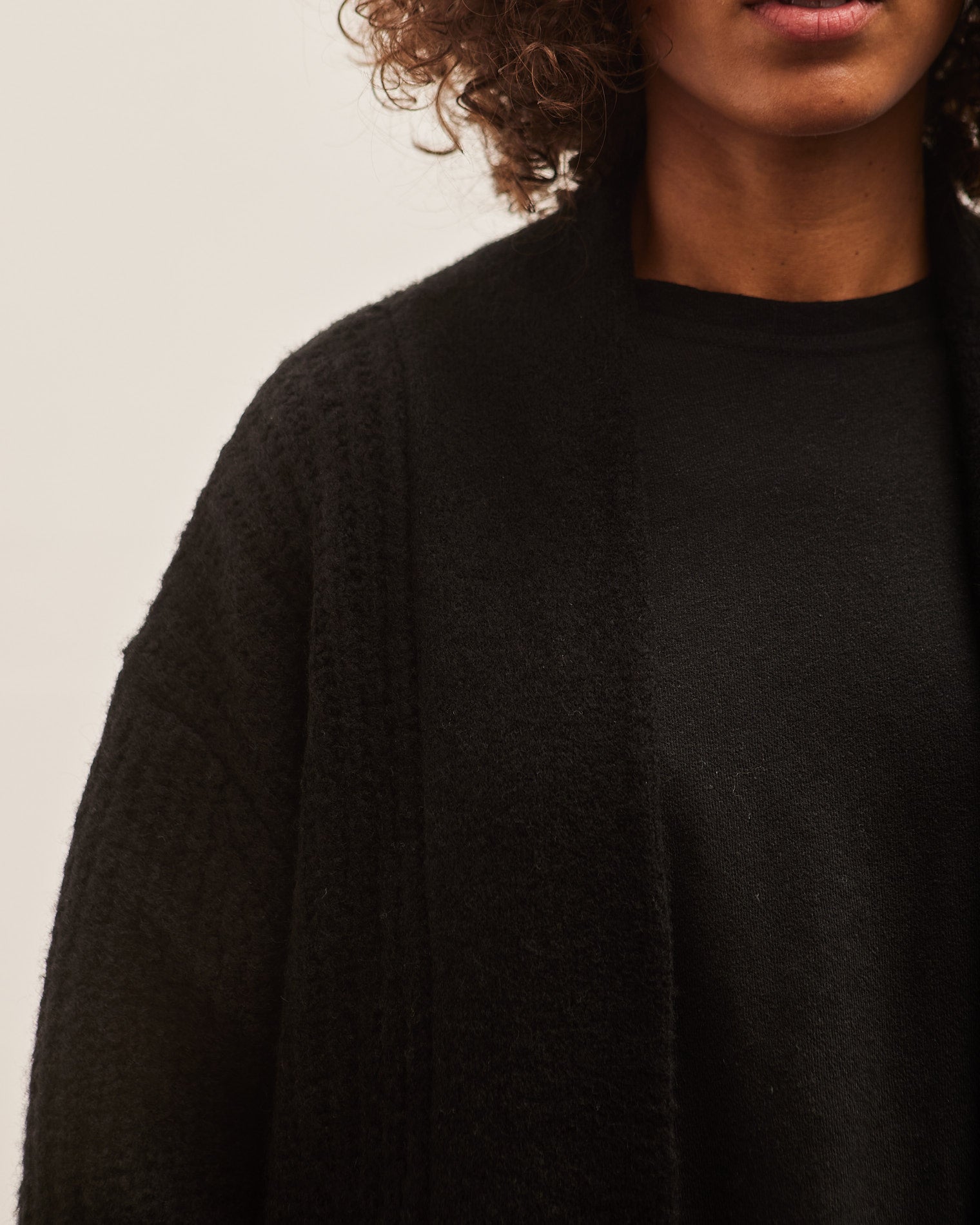 7115 Chunky Open Cardigan, Black – Glasswing