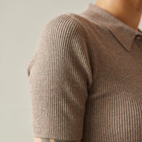7115 Collar Ribbed Tee, Pepper