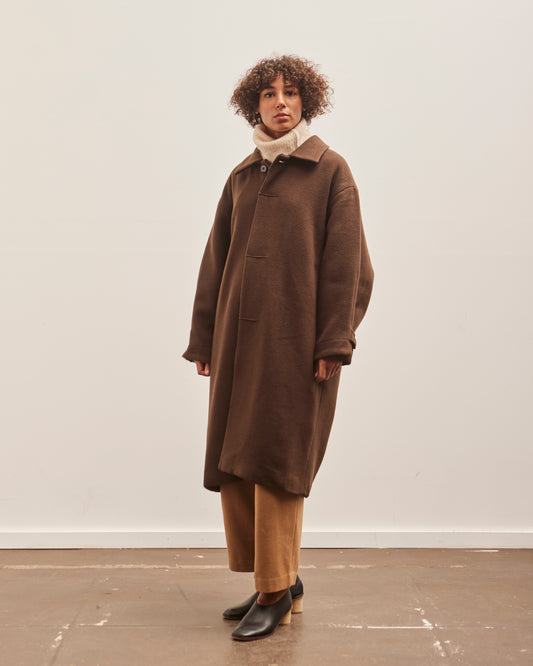 7115 Cuffed Wool Coat, Deep Walnut