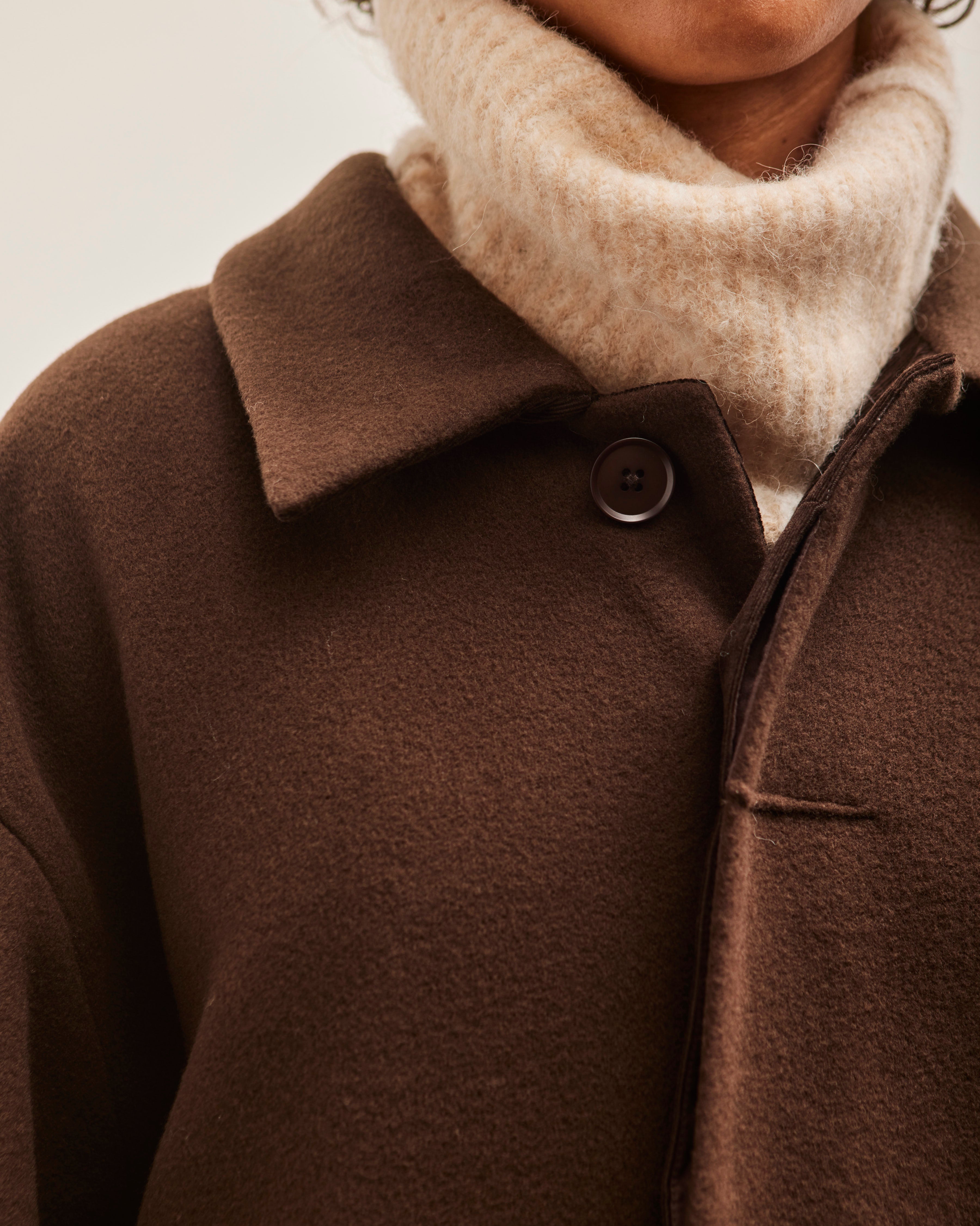 7115 Cuffed Wool Coat, Deep Walnut – Glasswing