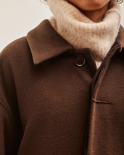 7115 Cuffed Wool Coat, Deep Walnut