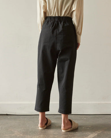 7115 Elastic Drop-Crotch Trousers, Black