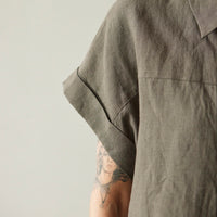 7115 Linen Maxi Shirtdress, Dark Oak