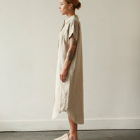 7115 Linen Maxi Shirtdress, Oatmeal