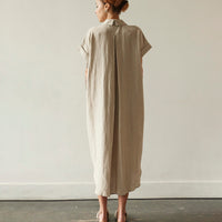 7115 Linen Maxi Shirtdress, Oatmeal