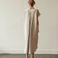 7115 Linen Maxi Shirtdress, Oatmeal