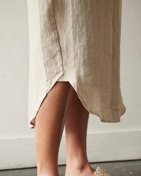 7115 Linen Maxi Shirtdress, Oatmeal