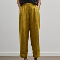 7115 Linen Pleated Trousers, Mustard