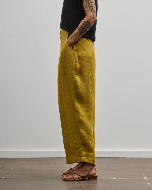 7115 Linen Pleated Trousers, Mustard