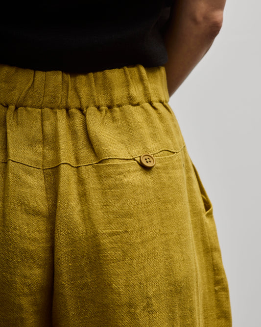 7115 Linen Pleated Trousers, Mustard