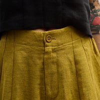 7115 Linen Pleated Trousers, Mustard