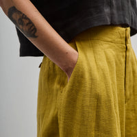 7115 Linen Pleated Trousers, Mustard