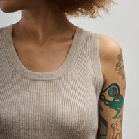 7115 Linen Scoop Neck Tank, Sand Beige