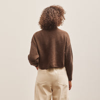 7115 Merino Striped Rib Mock-Neck, Brown