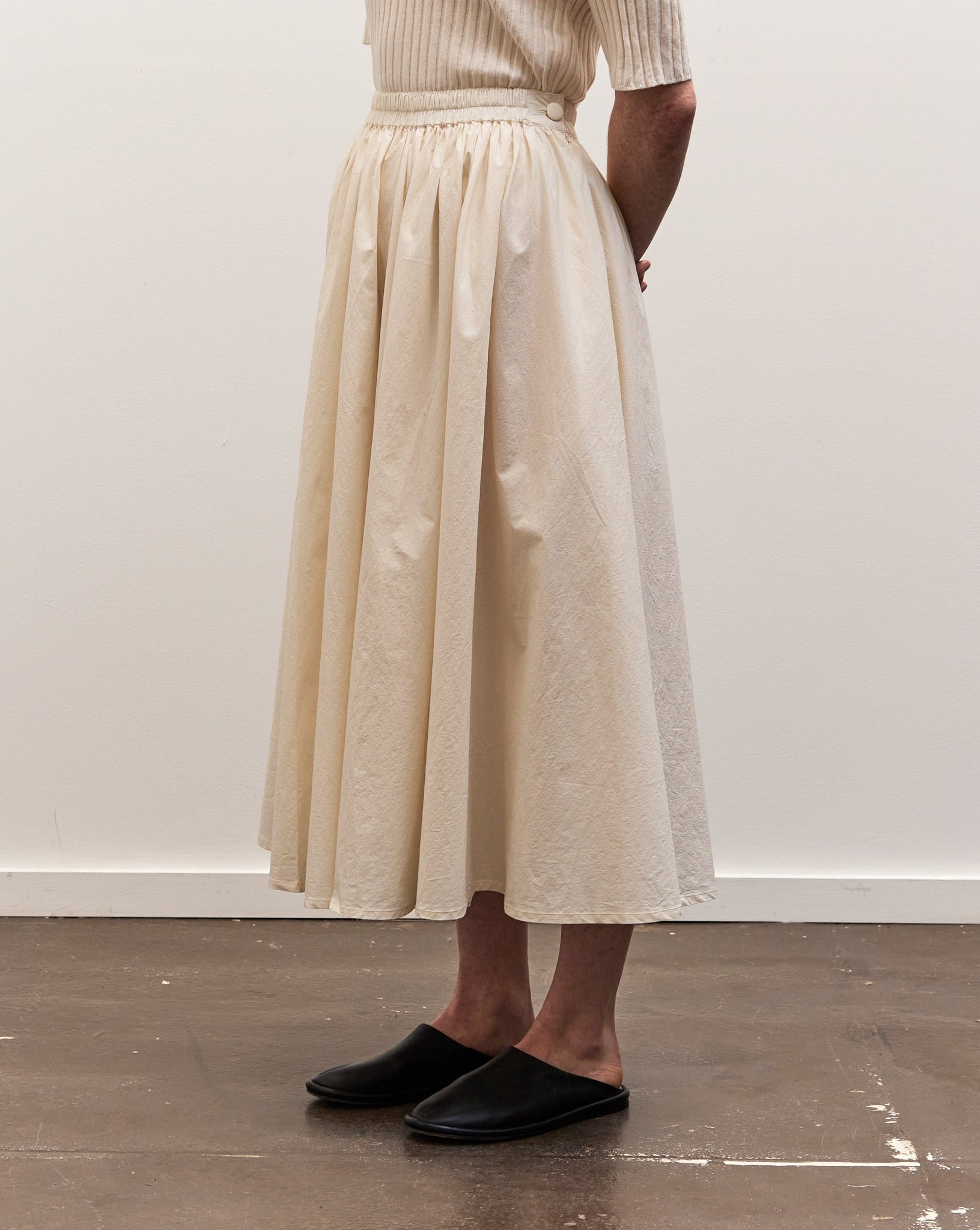 7115 Papery Lantern Elastic Skirt, Off-White