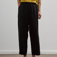 7115 Linen Pleated Trousers, Black