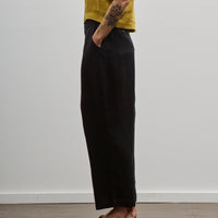 7115 Linen Pleated Trousers, Black