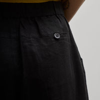 7115 Linen Pleated Trousers, Black