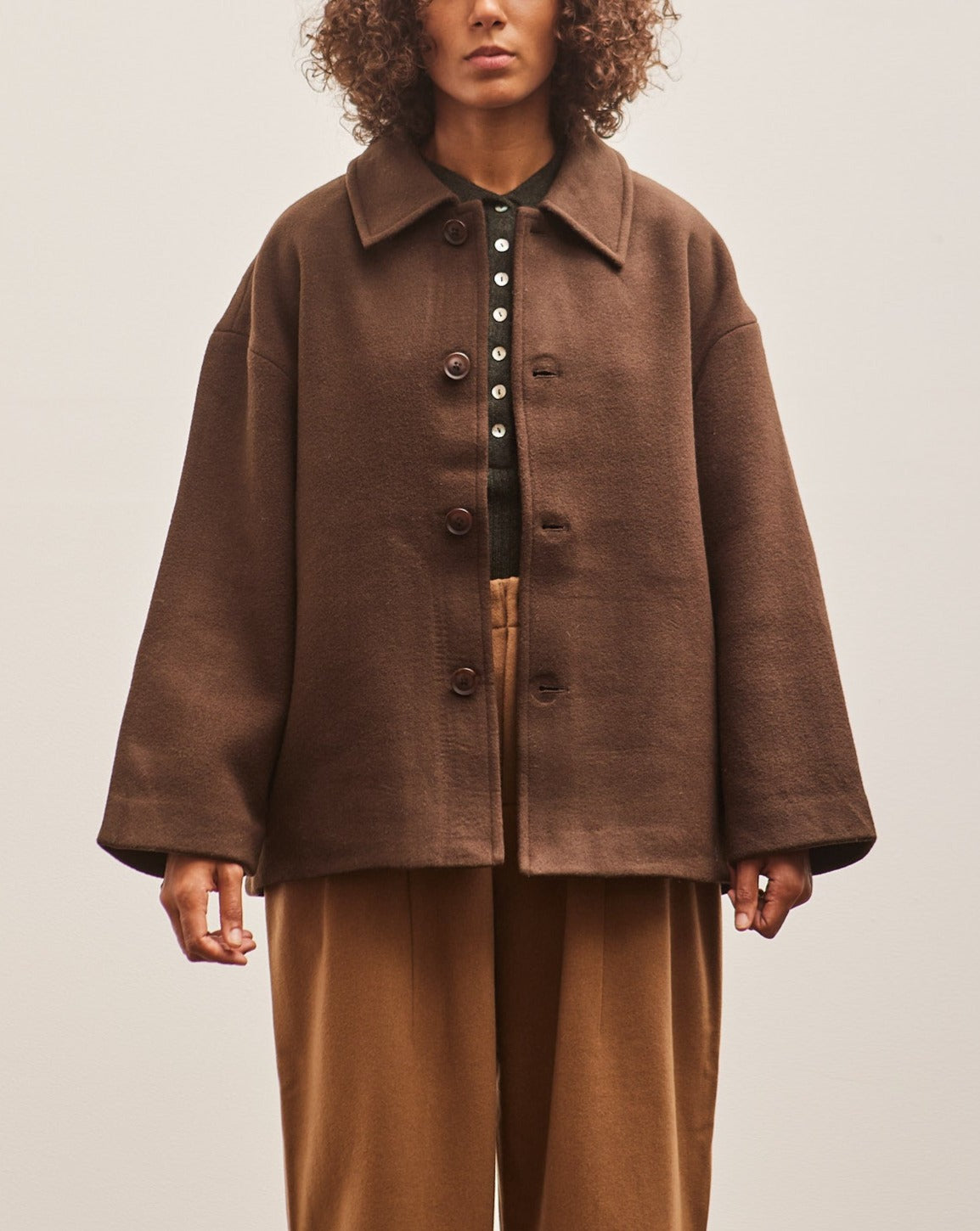 7115 Short Wool Coat, Deep Walnut – Glasswing