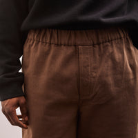 7115 Signature Elastic Pull-Up Trouser, Brown, waistband and front detail