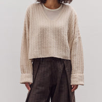 Oversized V-Neck Sweater, Off-White
