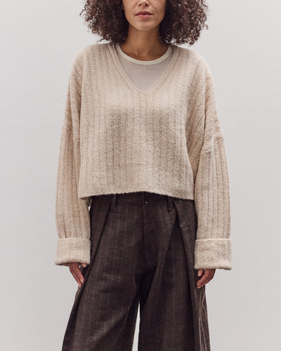 Oversized V-Neck Sweater, Off-White