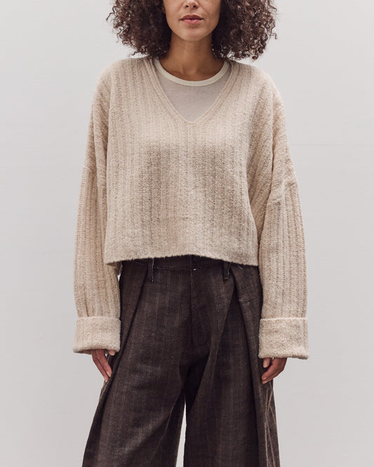 Oversized V-Neck Sweater, Off-White