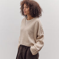 Oversized V-Neck Sweater, Off-White
