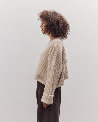 Oversized V-Neck Sweater, Off-White