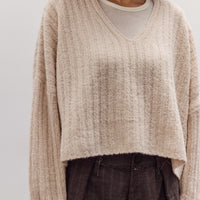 Oversized V-Neck Sweater, Off-White
