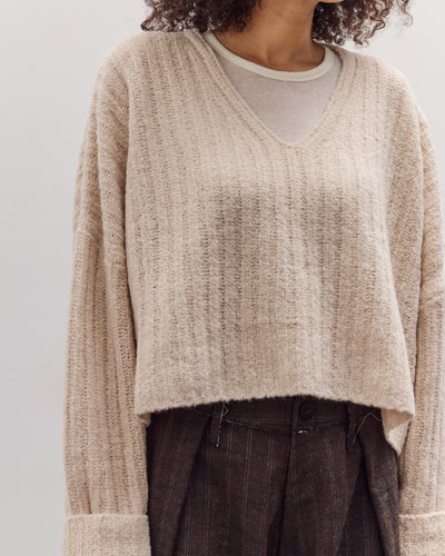 Oversized V-Neck Sweater, Off-White
