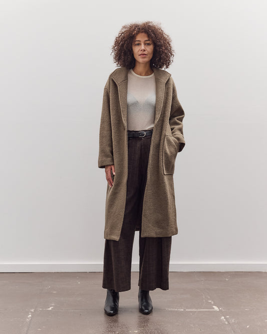 Lapel Wool Coat, Sand Kelp