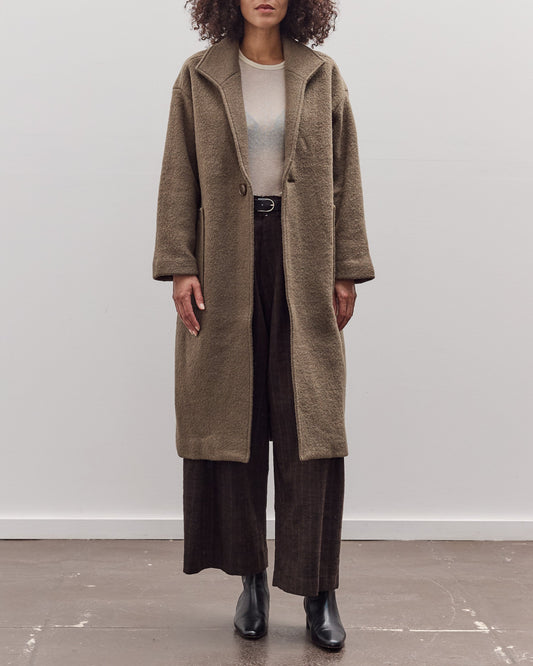 Lapel Wool Coat, Sand Kelp