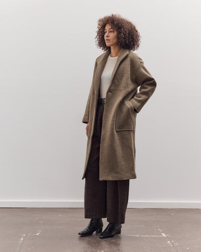 Lapel Wool Coat, Sand Kelp