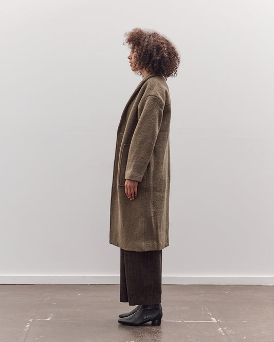 Lapel Wool Coat, Sand Kelp