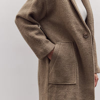 Lapel Wool Coat, Sand Kelp