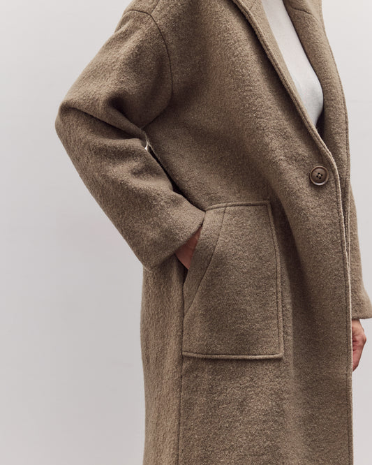 Lapel Wool Coat, Sand Kelp