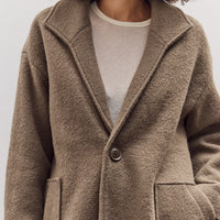 Lapel Wool Coat, Sand Kelp